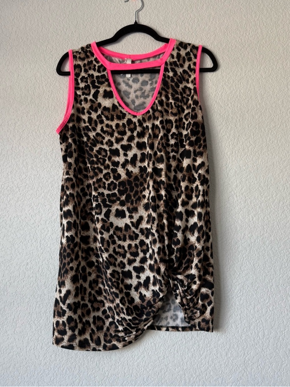 Lily Pad Neon Pink Trim Cheetah Tank Top
